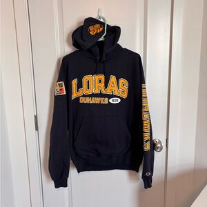 Vintage Champion Loras Duhawk Hoodie Blue